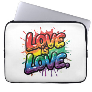 Love Is Love - Rainbow Pride Quote Art Laptop Sleeve