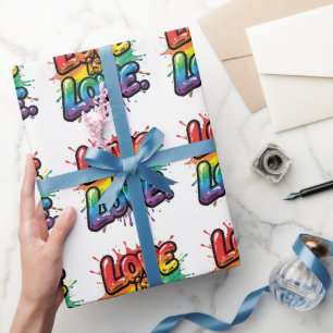 Love Is Love - Rainbow Pride Quote Art Wrapping Paper