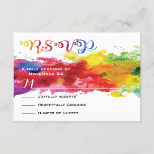 Love is Love Rainbow Splatter RSVP Card