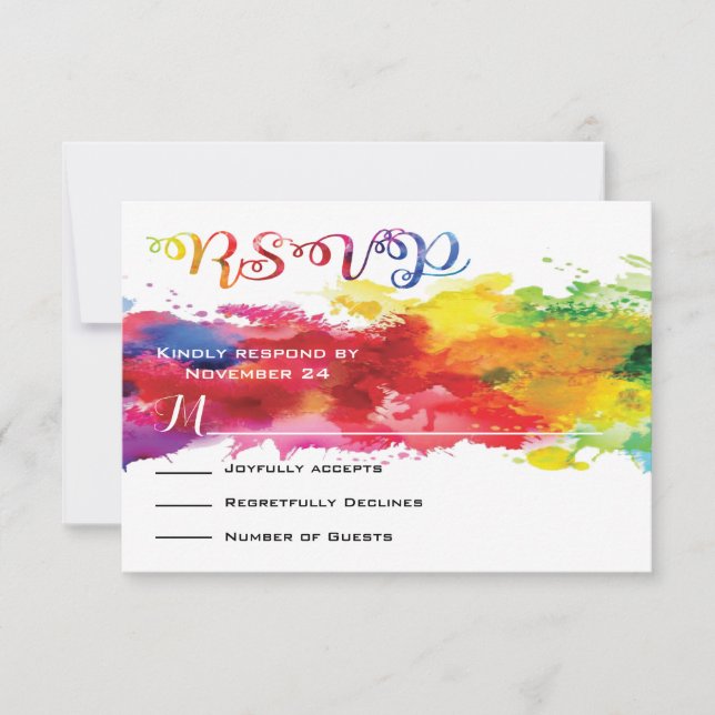 Love is Love Rainbow Splatter RSVP Card (Front)