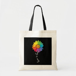 Love Is Love Rainbow Sunflower Gay Lesbian LGBT Tote Bag