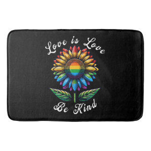 Love Is Love Rainbow Sunflower LGBT+ Gay Lesbian P Bath Mat
