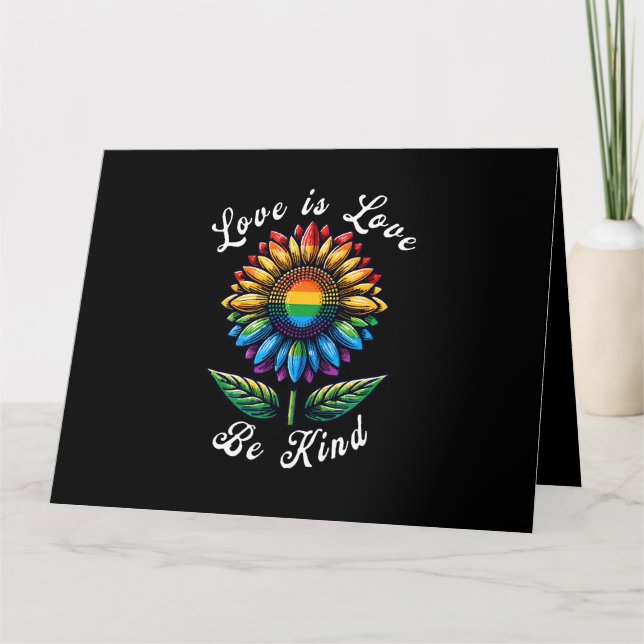 Love Is Love Rainbow Sunflower LGBT+ Gay Lesbian P Card (Front)