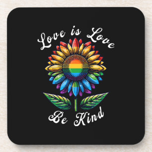 Love Is Love Rainbow Sunflower LGBT+ Gay Lesbian P Coaster