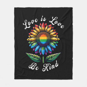 Love Is Love Rainbow Sunflower LGBT+ Gay Lesbian P Fleece Blanket