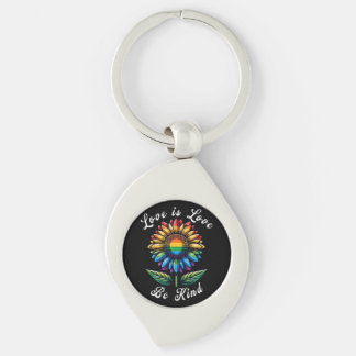 Love Is Love Rainbow Sunflower LGBT+ Gay Lesbian P Key Ring
