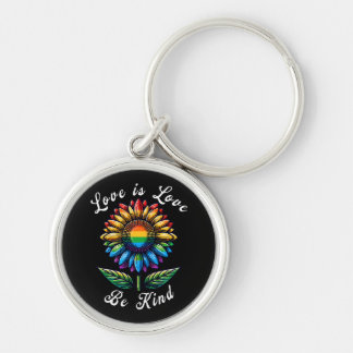 Love Is Love Rainbow Sunflower LGBT+ Gay Lesbian P Key Ring