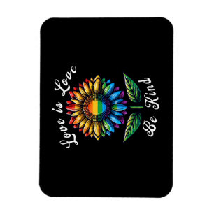 Love Is Love Rainbow Sunflower LGBT+ Gay Lesbian P Magnet