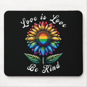 Love Is Love Rainbow Sunflower LGBT+ Gay Lesbian P Mouse Mat