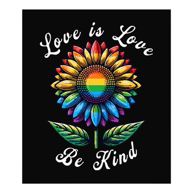 Love Is Love Rainbow Sunflower LGBT+ Gay Lesbian P Photo Print (Front)
