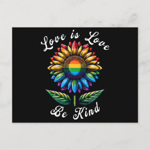 Love Is Love Rainbow Sunflower LGBT+ Gay Lesbian P Postcard