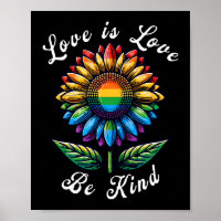 Love Is Love Rainbow Sunflower LGBT+ Gay Lesbian P