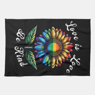 Love Is Love Rainbow Sunflower LGBT+ Gay Lesbian P Tea Towel