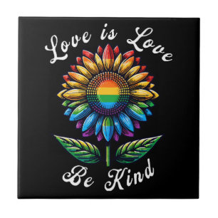 Love Is Love Rainbow Sunflower LGBT+ Gay Lesbian P Tile