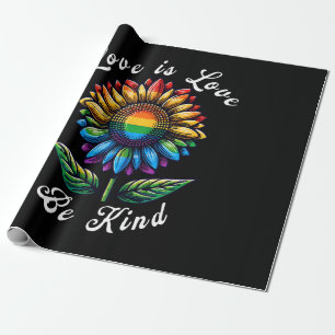 Love Is Love Rainbow Sunflower LGBT+ Gay Lesbian P Wrapping Paper