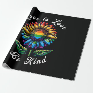 Love Is Love Rainbow Sunflower LGBT+ Gay Lesbian P Wrapping Paper
