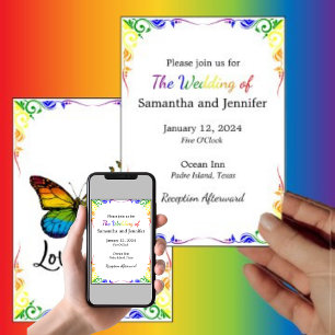 Love is Love Rainbow Theme Wedding  Invitation