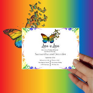 Love is Love Rainbow Theme Wedding Rehearsal  Invitation