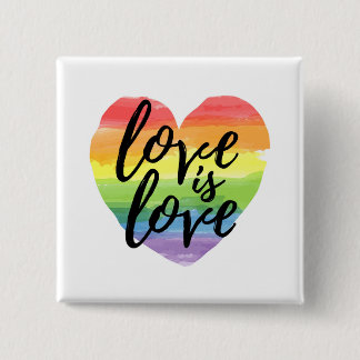 Love is Love | Rainbow Watercolor Heart 15 Cm Square Badge