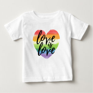 Love is Love   Rainbow Watercolor Heart Baby T-Shirt