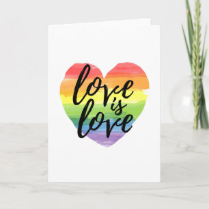 Love is Love   Rainbow Watercolor Heart Card