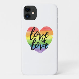 Love is Love   Rainbow Watercolor Heart iPhone 11 Case