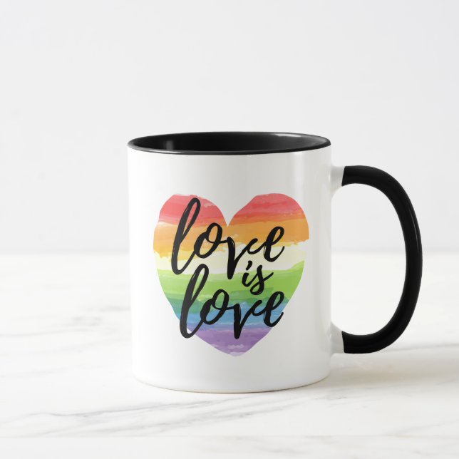 Love is Love | Rainbow Watercolor Heart Mug (Right)