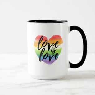 Love is Love   Rainbow Watercolor Heart Mug