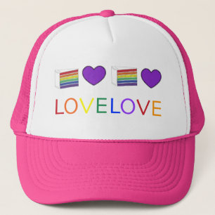 Love is Love Rainbow Wedding Heart Cake Gay Pride Trucker Hat