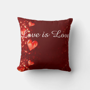 Love is Love Red Heart Print Pillow
