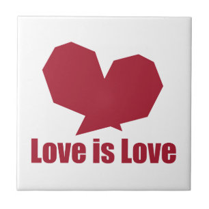 Love is love red heart tile