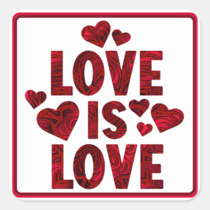 Love is Love Red Hearts Square Sticker