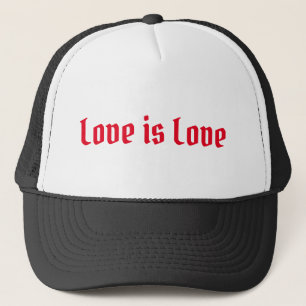 Love is love red Old English typography modern Trucker Hat