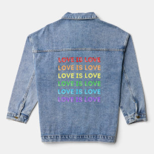 Love Is Love Retro Gay Flag Pride Lgbt Rainbow Hom Denim Jacket
