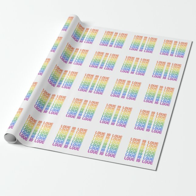 Love is Love Retro Wrapping Paper (Unrolled)
