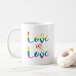 Love Is Love Script Gay Pride Coffee Mug