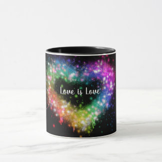 Love is love | spray paint rainbow heart | pride mug