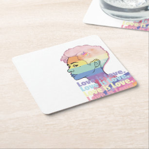 Love is Love Square Paper Coaster