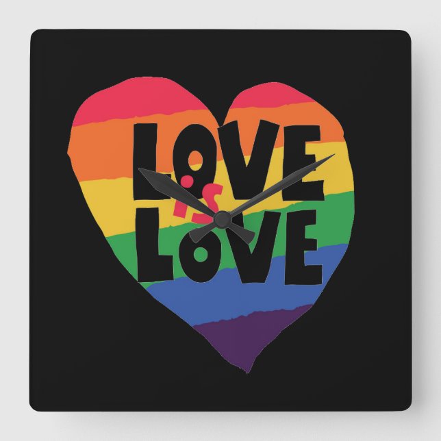 Love is Love Square Wall Clock (Front)