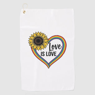Love Is Love Sunflower Heart Vintage Vector Shirt_ Golf Towel