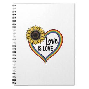 Love Is Love Sunflower Heart Vintage Vector Shirt_ Notebook
