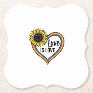 Love Is Love Sunflower Heart Vintage Vector Shirt_ Paper Coaster