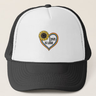 Love Is Love Sunflower Heart Vintage Vector Shirt_ Trucker Hat