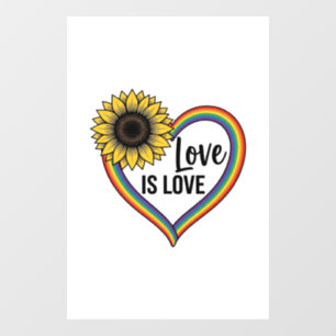 Love Is Love Sunflower Heart Vintage Vector Shirt_ Window Cling