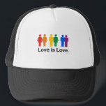 Love is Love Trucker Hat<br><div class="desc">Gay Humour, Lesbian Humour, and Pride Gear, GLBT/LGBT T-shirts, hoodies, bumperstickers, buttons, signs, posters, and gay pride gifts from: http://www.GLBTshirts.com</div>