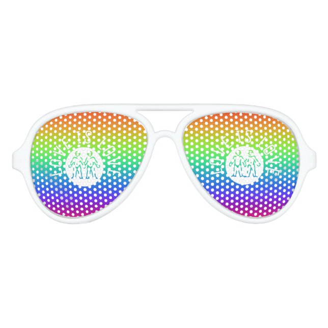 Love is Love Typography Gay Pride LGBT Rainbow Aviator Sunglasses (Front)