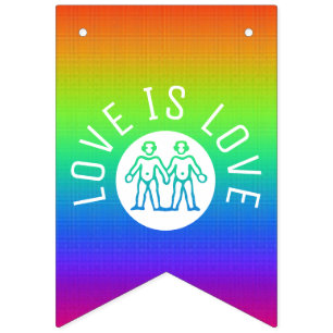 Love is Love Typography Gay Pride LGBT Rainbow Bunting