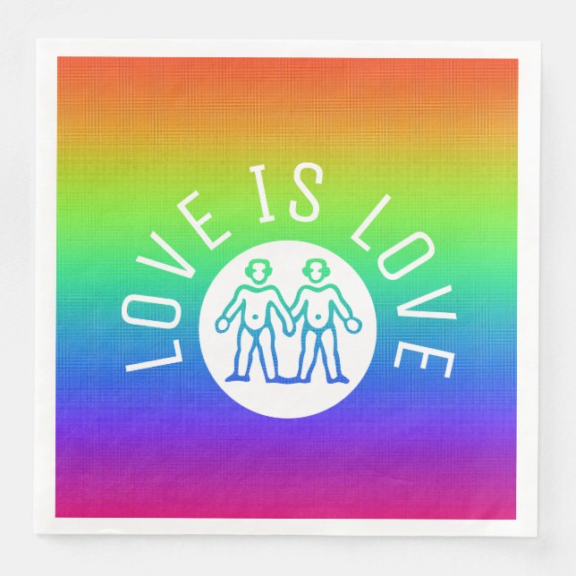 Love is Love Typography Gay Pride LGBT Rainbow Napkin (Front)