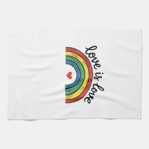Love Is Love Vintage Rainbow Heart Shirt Design_1 Tea Towel
