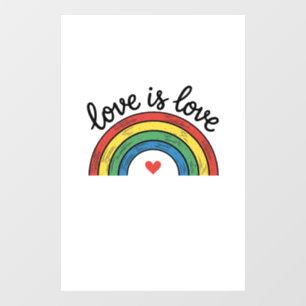 Love Is Love Vintage Rainbow Heart Shirt Design_1 Window Cling